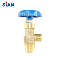 QF-2C Flapper Type Cylinder Brass Gas Valve Untuk Rentang Gas Industri O2 / Udara / N2